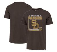 47 Brand MLB Men's Borderline Franklin Cooperstown Team Color Wordmark Primary Logo Short Sleeve Baseball T-Shirt, San Diego Padres, XXL