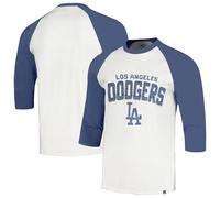 47 Brand MLB Men's Crescent Franklin Raglan Cream Arched Wordmark Primary Logo Baseball 3/4-Sleeve T-Shirt, Los Angeles Dodgers - Cream, XL