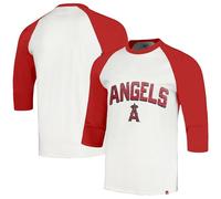 47 Brand MLB Men's Crescent Franklin Raglan Cream Arched Wordmark Primary Logo Baseball 3/4-Sleeve T-Shirt, Los Angeles Angels - Cream, XL