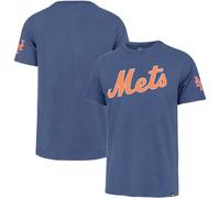 47 Brand MLB Men's Fieldhouse Franklin Team Color Embroidered Wordmark Primary Logo Short Sleeve Baseball T-Shirt, New York Mets, S