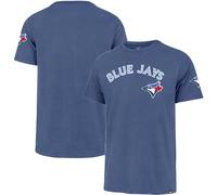 47 Brand MLB Men's Fieldhouse Franklin Team Color Embroidered Wordmark Primary Logo Short Sleeve Baseball T-Shirt, Toronto Blue Jays, S