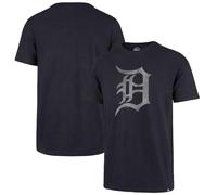 47 Brand MLB Men's Team Color Distressed Imprint Primary Logo Short Sleeve Baseball T-Shirt, Detroit Tigers Navy, Large