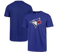 47 Brand MLB Men's Team Color Distressed Imprint Primary Logo Short Sleeve Baseball T-Shirt, Toronto Blue Jays Blue, Medium