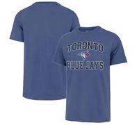 47 Brand MLB Men's Team Color Union Arch Franklin Primary Logo Short Sleeve Baseball T-Shirt, Toronto Blue Jays Blue, Medium