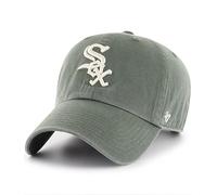 47 Brand MLB Moss Green Primary Logo Clean Up Adjustable Strap Baseball Cap Hat, Adult One Size Fits All, Chicago White Sox, One size