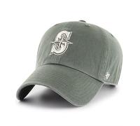 47 Brand MLB Moss Green Primary Logo Clean Up Adjustable Strap Baseball Cap Hat, Adult One Size Fits All, Seattle Mariners, One size
