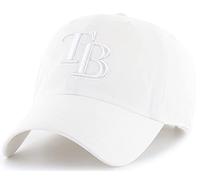 47 Brand MLB White White Primary Logo Clean Up Adjustable Baseball Cap Hat, Adult One Size Fits All, Tampa Bay Rays, One size