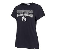 47 Brand MLB Women's Team Color Undertone Franklin Arched Wordmark Primary Logo Short Sleeve Baseball Fashion T-Shirt, New York Yankees, L