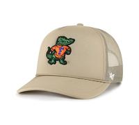 47 Brand NCAA Unisex Khaki Primary Logo Foam Trucker Adjustable Mesh Snapback Hat Adult One Size Fits All, Florida Gators, One size