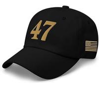 47 Charlie Kirk Gold Embroidered American Men's Printed Baseball Hat Women's Turning American Flag Pride BaseballHat (Black)