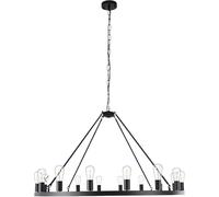 47" Extra Large Wagon Wheel Chandelier - 20-Light, Black Rustic Farmhouse Style, for High Ceilings/Dining Room/Living Room