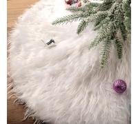 47 Inch Christmas Tree Skirt for Christmas Tree Decorations,White Long Snow Plush Christmas Tree Mat,Xmas Tree Skirt Christmas Tree Base Covers for Winter Xmas New Year Party,Indoor Christmas Decor