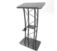 47-Inch Curved Podium Lectern - Portable Slanted Conference Pulpit in Black, Metal/Wood Design for Church, Speeches & Ceremonies, Stand Up Presentation Stand