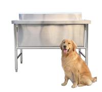 47 Inch Dog Grooming Bathtub Station,Professional Stainless Steel Dog Bathing Station,Wash Shower Sink for Large Dogs,Dog Washing Station,Pet Wash Bath Station,Dog Grooming Tub(Deep 50cm/19.7in)