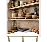 47 Inch Long Solid Brass Cabinet Guard Rail Set 2 Pack Detachable Shelf Railing with 2 Spindles Perfect for Kitchen Bathroom and Home Storage Solutions