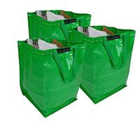 47 Litre Recycling Bag with Top Flap and Handles - Tip Strap - Laminated Wipe Clean Fabric - PREMIUM GRADE - Heavy Duty Woven PP Fabric (3 Bags, Green)