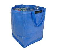 47 Litre Recycling Bag with Top Flap and Handles - Tip Strap - Laminated Wipe Clean Fabric - PREMIUM GRADE - Heavy Duty Woven PP Fabric (1 Bag, Blue)