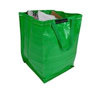 47 Litre Recycling Bag with Top Flap and Handles - Tip Strap - Laminated Wipe Clean Fabric - PREMIUM GRADE - Heavy Duty Woven PP Fabric (1 Bag, Green)