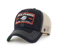 47 Men's NFL Wabash Trucker Clean Up Adjustable Hat, Miami Dolphins Black, One Size