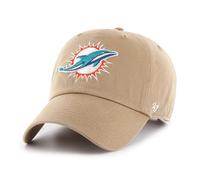 47 Miami Dolphins NFL Clean Up Unisex Baseball Cap, Adjustable, Team Badge, Khaki