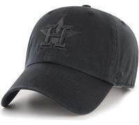 '47 MLB Black Black Primary Logo Clean Up Adjustable Strap Hat Cap, Adult One Size Fits All, Houston Astros, One size