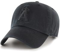 '47 MLB Black Black Primary Logo Clean Up Adjustable Strap Hat Cap, Adult One Size Fits All, Los Angeles Angels, One size