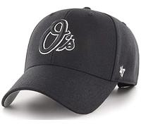 47 MLB Black White Outline Primary Logo MVP Adjustable Structure Hat, Adult One Size Fits All - Baltimore Orioles - Black