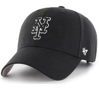 47 MLB Black White Outline Primary Logo MVP Adjustable Structure Hat, Adult One Size Fits All - New York Mets - Black, New York Mets - Black, One size