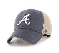47 MLB Flagship Wash Mesh Primary Logo MVP Adjustable Hat, Adult One Size Fits All - Atlanta Braves Vintage Navy, Vintage Navy, One size