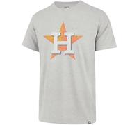 47 MLB Men's Gray Distressed Imprint Primary Logo Wordmark Short Sleeve Baseball T-Shirt - Houston Astros Gray Medium