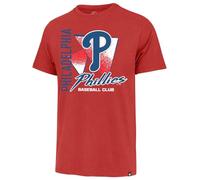 47 MLB Men's Official Side Arm Primary Logo Premier Franklin T-Shirt, Philadelphia Phillies - Red, Medium
