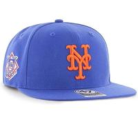 47 MLB Sure Shot Captain Hat Adjustable Structured 6-Panel Snapback Hat Cap, Adult One Size Fits All, New York Mets, One size