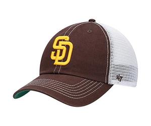 47 MLB Trawler Primary Logo Team Color Mesh Trucker Clean Up Adjustable Hat, Adult One Size Fits All - San Diego Padres Brown