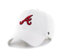 47 MLB Unisex-Adult White/Team Color Clean Up Adjustable Hat Cap - One Size, Atlanta Braves White/Red, One size