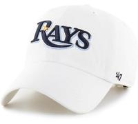 47 MLB White Team Color Primary Logo Clean Up Adjustable Strap Hat Cap, Adult One Size Fits All, Tampa Bay Rays, One size