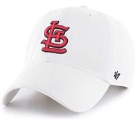 '47 MLB White/White Primary Logo Clean Up Adjustable Strap Hat Cap, Adult One Size Fits All, St Louis Cardinals White, One size