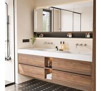 47" Modern Double Bathroom Vanity Set with Sink & Mirror Cabinet - Stylish Beige Bathroom Furniture & Storage Solution for Contemporary Spaces