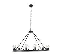 47"" n Wheel with 20-Light, Extra Large Black s for High Ceiling, Rustic Farmhouse Country Style Round Light Fixture for Dining Living