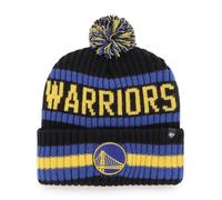 47 NBA Unisex-Adult Team Color Officially Licensed Primary Logo Bering Sport Knit Cuffed Pom Beanie Cold Weather Hat, Golden State Warriors - Black, One size