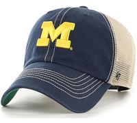 47 NCAA Trawler Primary Logo Team Color Mesh Trucker Clean Up Adjustable Hat, Adult One Size Fits All, Michigan Wolverines, One size