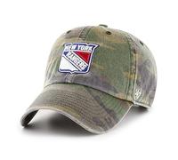 '47 New York Rangers Mens Womens Camo Clean Up Adjustable Strapback Camouflage Hat with Team Color Logo, Camouflage, One size