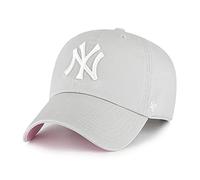 '47 New York Yankees Ballpark Clean Up Dad Hat Baseball Cap - Gray, Light Grey, White, Pink, Gray, One Size