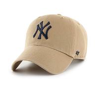 47 New York Yankees MLB Clean Up Unisex Baseball Cap, Adjustable, Black Logo, Khaki