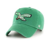 47 NFL Unisex Adult Clean Up Throwback Logo Adjustable Hat Cap One Size, Philadelphia Eagles - Kelly Throwback Logo, One size