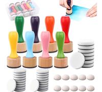 47 Packs Ink Blending Foam Pads Set, Includes 8 Pcs Round Mini Applicator Tools and 38 Pcs Replacement Foam Pads in 1 Storage Box for Drawing, Distressing, Blending, Card Making, Stamping