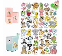 47 Pcs Diamond Painting Stickers Kits for Kids DIY Animal Mosaic Diamond Art Stickers 5D Animal Diamond Painting Kits by Numbers Party Decoration Creative Handmade Art Craft Gift Set for Boy Girl