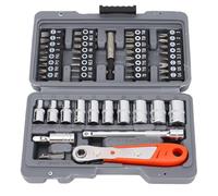 47 Pcs Ratchet Wrench Screwdriver Set, 1/4 Inch Drive Socket Set with Ratchet Handle, CRV Steel Screwdriver Bit Socket Set for Household Automotive Repair