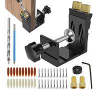 47-Piece Pocket Hole Jig Kit, Heavy-Duty Metal 15° Angle Drill Guide Set with Step Drill Bit, Screws & Plugs, All-in-One Woodworking Joinery Tool for DIY Carpentry & Furniture Repair