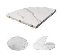 47" Round Foldable TabletopSolid Wood 4Point Design No LegsVersatile Desktop Extender for Home Parties and Commercial UseElegant White Marble Finish (79 inches)