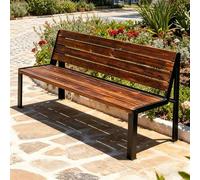 47" Solid Wood Outdoor Bench with Backrest - Durable Hardwood Seat & Cast Iron Legs Weather-Resistant Garden Furniture for Patio Decor Brown 47.2x15.7x27.5In